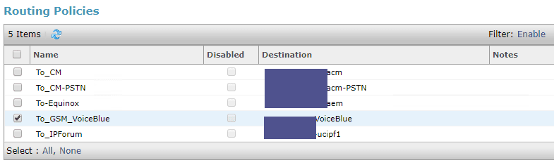 Routing Policies