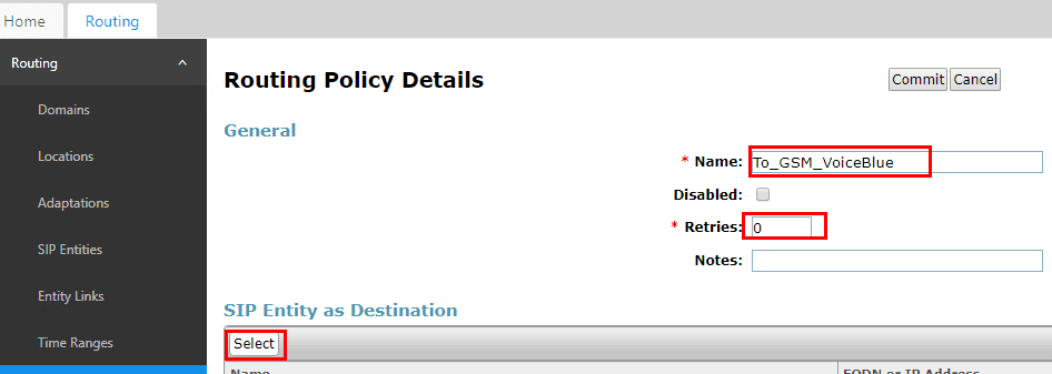 Routing Policy Details
