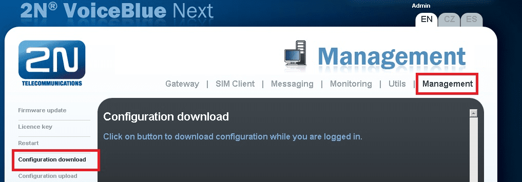 Configuration download