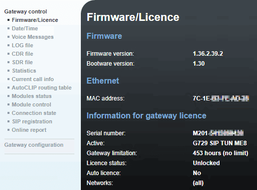 Firmware/License after installing license