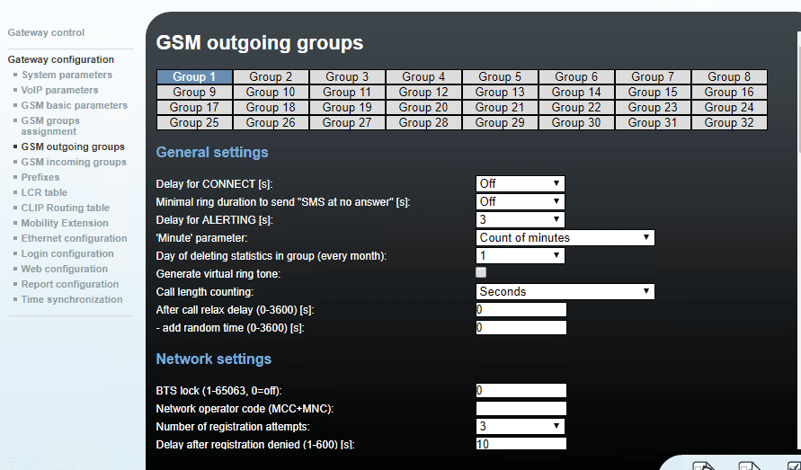 GSM outgoing groups