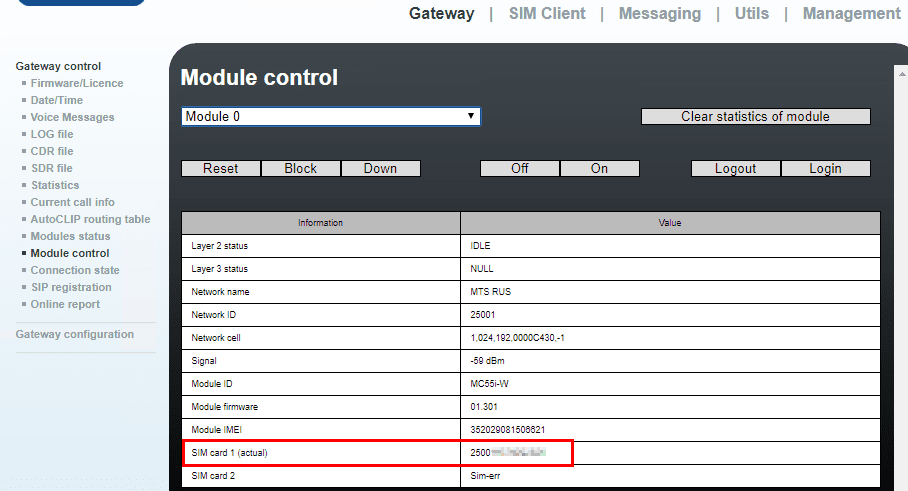 Module control — Module 0